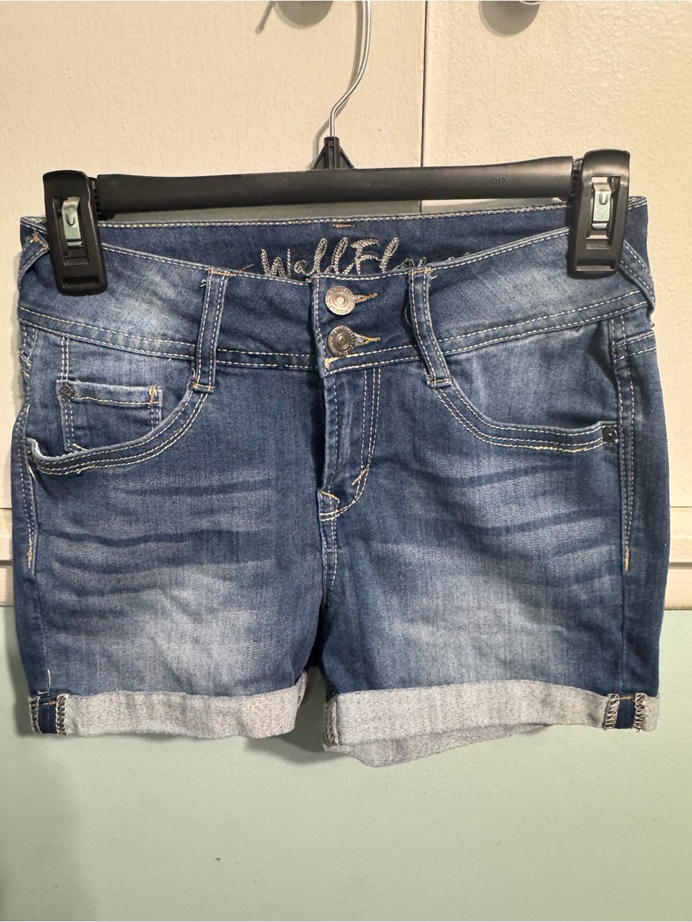 Wallflower Blue Rolled Cuff Denim Shorts